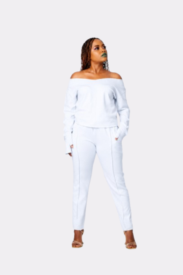 Elegant Off-Shoulder Lounge Set – White