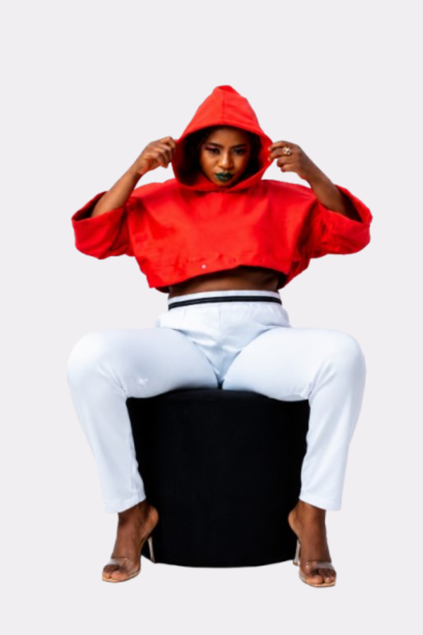 Urban Cropped Hoodie & Jogger Set – Red & White