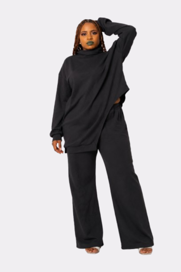 Oversized Turtleneck Lounge Set – Black